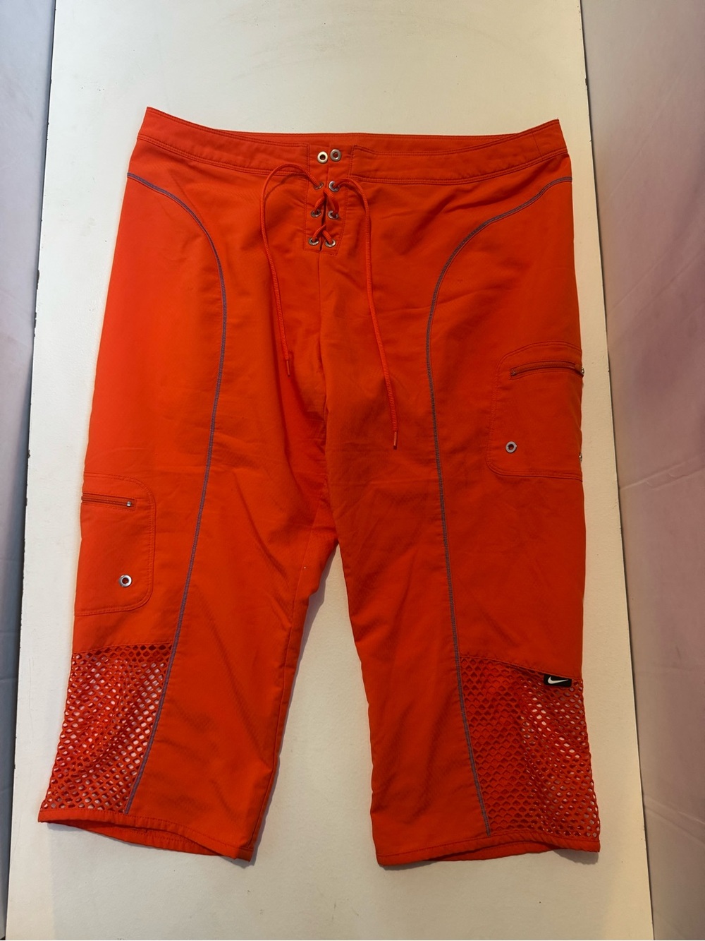 Nike Sphere Dry Cargo Capri Mesh Leg Joggers Sz L 12-14 orange